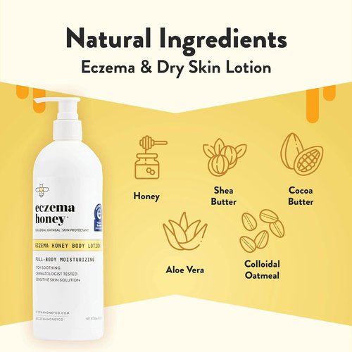 ECZEMA HONEY Oatmeal Body Lotion - Natural Eczema Relief Hand & Body Cream - 16 Oz for Dry Skin Repair