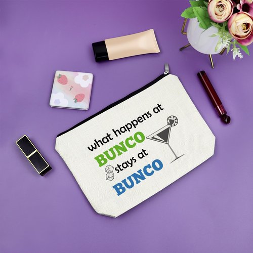 Sazuwu Bunco Gifts for Women Makeup Bag Bingo Players Gifts Bunco Game Gifts Cosmetic Bag Gifts for Bunco Lovers Bunco Birthday Party Supplies Bingo Lovers Gift Ideas Bunco Traveling Gift