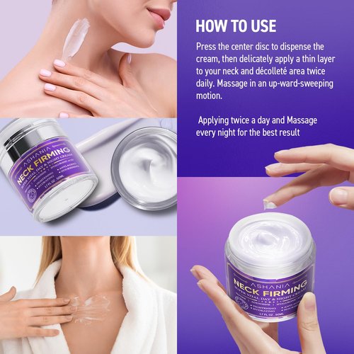 Ashania Korean Neck Firming Cream For Deep Neck Wrinkles, Loose Skin & Neckline Care – Peptide & Adenosine Tightening Cream with Hyaluronic Acid - Made in Korea 1.7 fl oz