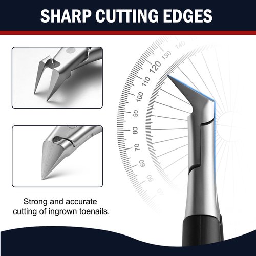FVION Toenail Clippers for Ingrown Toenail, Straight Nail Clippers for Ingrown Toenails, Professional Ingrown Toenail Treatment for Adults, Seniors, Men and Women (Black)