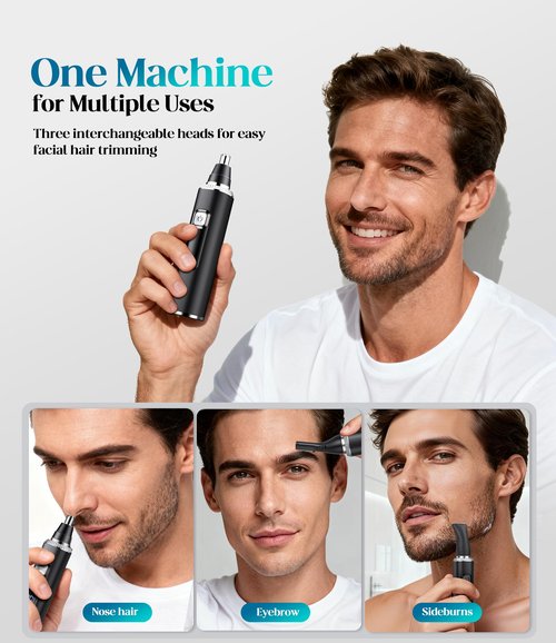 Apetexo Nose Hair Trimmer for Men and Women, Type-C Rechargeable Precision Groomer with Double-Edged Blades, Painless & IPX7 Waterproof Design for Nose, Ears, Eyebrows and Facial Hair