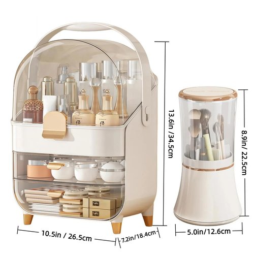 Makeup Organizers for Vanity, Skincare Organizers Cosmetic Display Cases with Transparent Cover, Teen Girls Gift for Bathroom Countertop, Lipstick Organizer