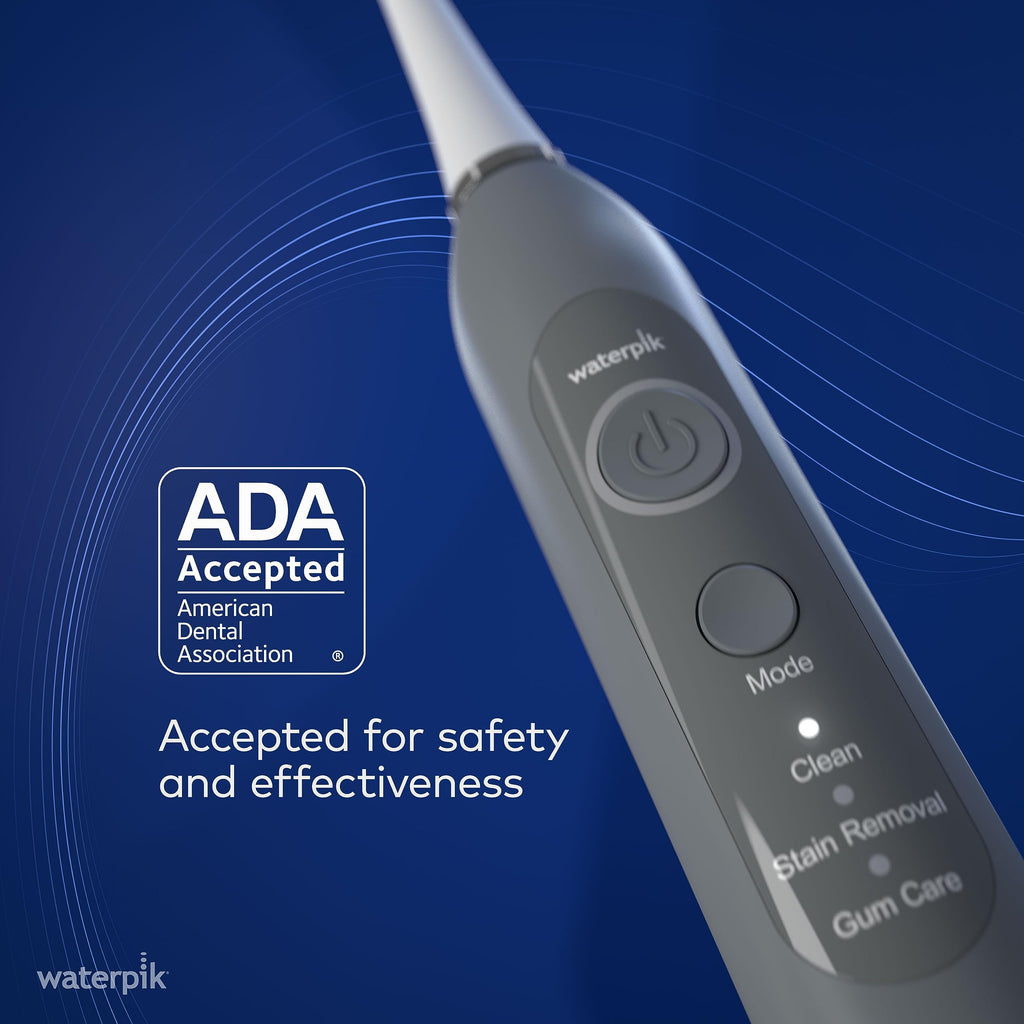 Waterpik Sensonic Sonic Electric Toothbrush, Rechargeable Toothbrush for Adults with 3 Modes, Travel Case, USB Charger, Modern Gray STW-03W027, Packaging May Vary
