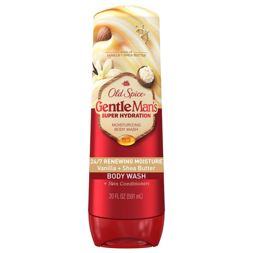 Old Spice Body Wash GentleMan’s Super Hydration for Men, 24/7 Renewing Moisture, Gentle on Skin with Skin Conditioners, Vanilla + Shea Butter Scent, 20 oz