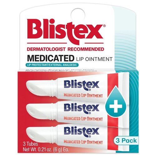 Blistex Medicated Lip Ointment - Relieves Cold Sores & Heals Chapped Lips | 0.21 Oz Tube, 3 Count