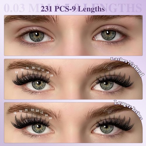 B&Q SpireMeld Manga Lash Clusters - 280Pcs Voluminous & Fluffy Ultra-soft 0.03mm Fiber Spikes Lash Clusters for a Dramatic Eye Look, Refill For Professional Results(80+100D-10-18MIX)