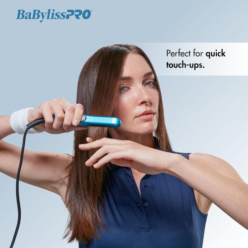 BaBylissPRO Nano Titanium Mini Straightening Iron - Compact 0.5 Inch Blue Design