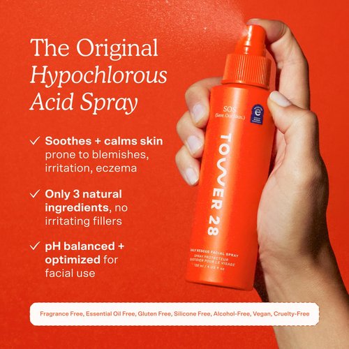 Tower 28 SOS Daily Rescue Facial Spray - Hypochlorous Acid for Redness Relief & Irritation Calm - Travel Size (1 oz)