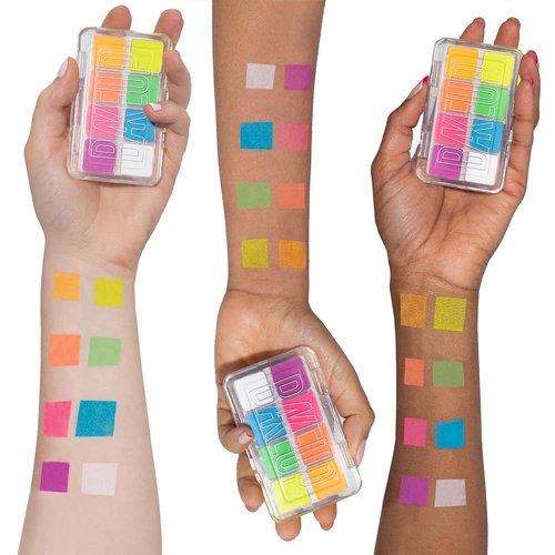BAKEUP Neon Eyeshadow Palette – 8 Bold Shades, Micro Palm Size, Pressed Pigments & Eyeshadows, neon eyeshadow pigment, travel size, palette matte, highly pigmented