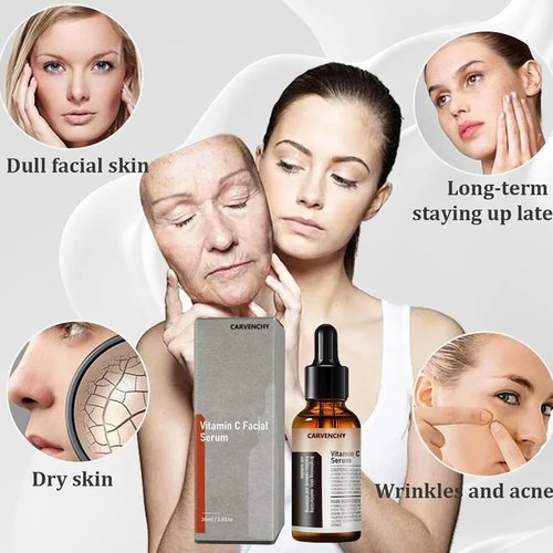 2PC CARVENCHY Vitamin C Facial Serum Essence, Hydration, Skin Moisturized, Vitamin C Serum, Anti Aging & Wrinkle Facial Serum(30ml)