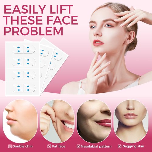 Neck Tape Lifting Invisible, 96 PCS Face Lift Tape Invisible, Facelift Facial Lifter Strip Lift Turkey Neck, V Edge Patches for Instant Lifting & Tightening Sagging Skin/Loose Skin/Wrinkles/Jowl/Eye