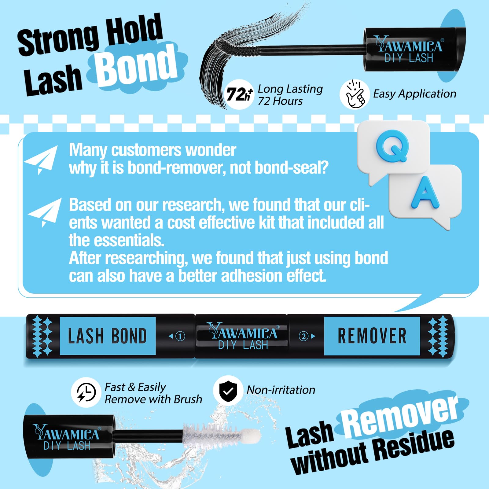 Yawamica Lash Extension Kit Fluffier 150D+200D Lash Clusters Eyelash Extension Kit 12-20mm Individual Lashes with Lash Bond, Lash Remover, Lash Tweezers for DIY Lashes Extension(150D+200D-12-20MM Kit)