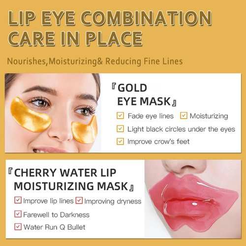 30 Pairs Lip Mask and Under Eye Patches, Crystal Collagen Eye Mask for Puffy Eyes, Effectively Nourishes Eye Masks Skincare, Face Mask Bulk, Galentines Day Party Favors, Galentines Party Favors