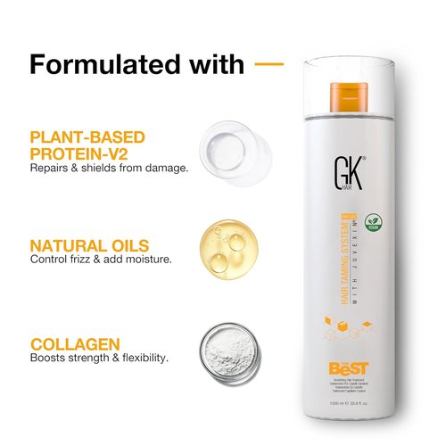 GK HAIR Global Keratin Smoothing Keratin Hair Treatment - Professional Brazilian Blowout | 33.8 Fl Oz (1000ml) for Silky Smooth, Frizz-Free Hair