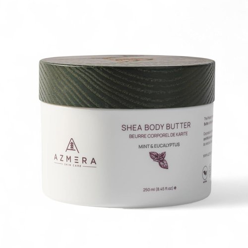 AZMERA Whipped Shea Body Butter - Refreshing Mint & Eucalyptus Moisturizer for Dry Skin | 8.82 oz Vegan Formula