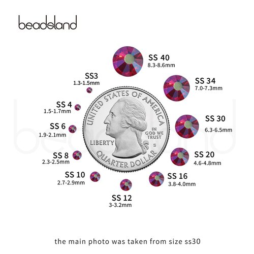 Beadsland 2880pcs Flat Back Crystal Rhinestones Round Gems for Nail Art and Craft Glue Fix, Light Siam AB, SS20,4.6-4.8mm