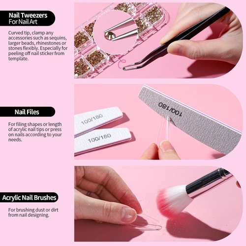 FANDAMEI Nail Design Tools, Nail Art Tools, Nail Brush, Nail Art Kit With Nail Stand, Nail Holder For Painting Nails, Nail Art Brushes, Nail Dotting Tool, Nail Art Palette, Nail Tools For Nail Art