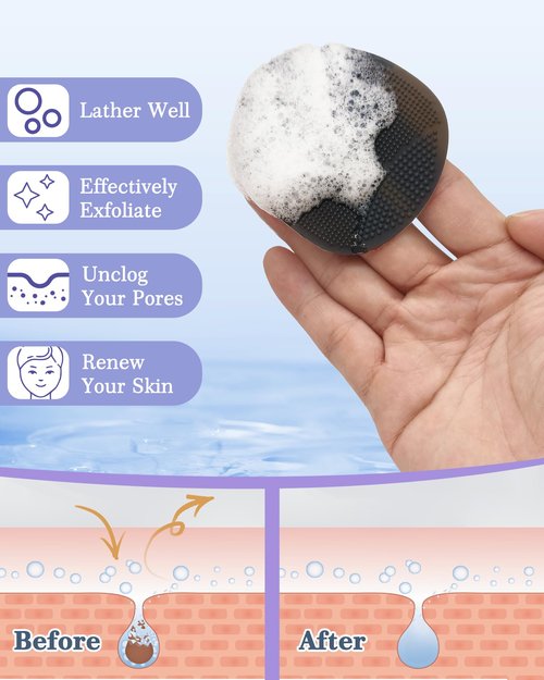 Manmihealth 15.7" Cute Silicone Body Scrubber & Soft Shower Brush Face Scrubber Set (3 PCS), Paw-Shaped Silicone Back Brush & Body Facial Scrubber with Super-Soft Bristles Combination(BlackSet)