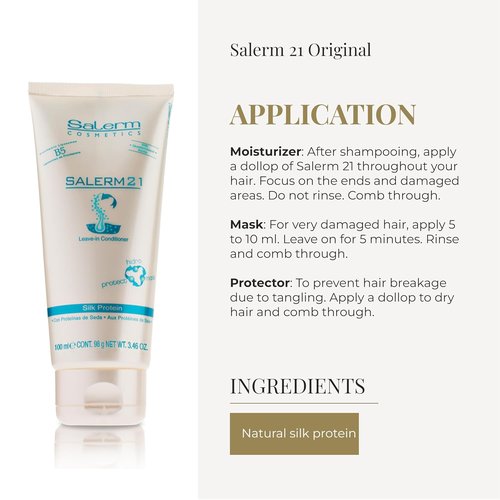 Salerm Instant Hair Conditioner 21 - Silk Protein Leave-In or Rinse-Out - 100 ml Hydrating Formula