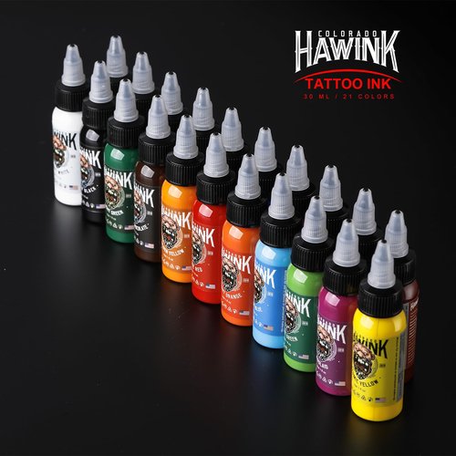 Hawink Tattoo Ink Color Set 1 oz (30ml) 21 Colors Pigment Kit Tattoo Supplies TI203-30-21