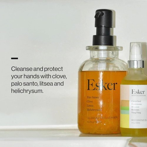 ESKER Calendula Hand Cleanser - Luxury Plant-Based Foaming Wash | Essential Oils in Reusable Glass Bottle - 16.9 fl oz