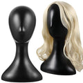 Leinuosen 2 Pcs 16 Inch Professional Mannequin Head Plastic, Realistic Durable Women Model Torso Styling for Wig, Making Styling, Hat, Mask, Headdress, Jewelry, Sunglasses Decor (Black)