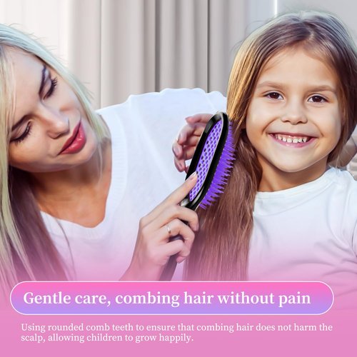 Skiennix Detangling Brush Set - Gentle & Effective for Wet or Dry Hair Types | Ultra-Light & Ventilated (Pink, Purple, Green, Black)