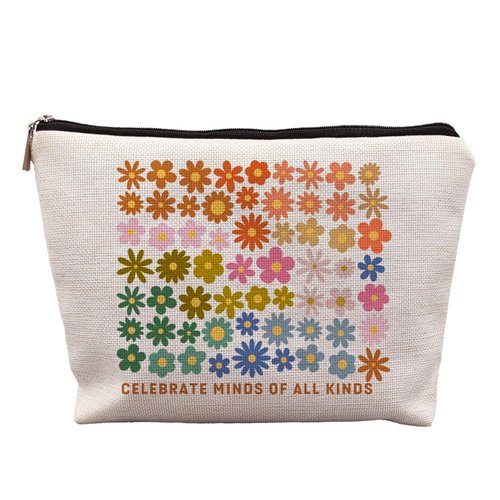 uinwk Celebrate Minds of All Kinds Mental Health Makeup Bags for Women, Neurodiversity Autism Awareness Acceptance Gift, Mental Health Gifts, SPED Special Education Teacher Cosmetic Bags