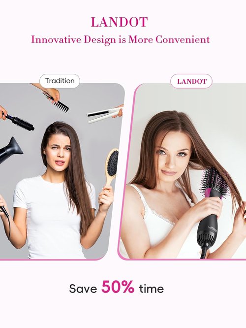 Skiennix Hair Blow Dryer Brush - Fast Drying Volumizing Hot Air Brush | 60mm Oval Barrel for Salon-Quality Blowouts at Home