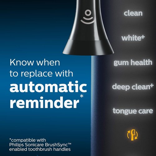 Philips Sonicare W DiamondClean - Genuine Black Electric Toothbrush Heads | 2 Pack, HX6062/95