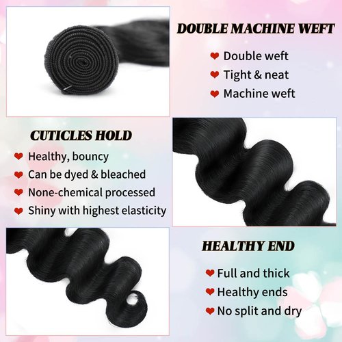 KAITHLYPO 22 Inch Body Wave Bundles Human Hair 12A 100% Unprocessed Brazilian Virgin 1 Bundle for Women Weave Quick Human Hair Bundles Body Wave