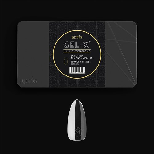 Aprés Gel-X® Tip Box | Sculpted Almond | 500pc Soft Gel Tips, 11 Sizes 00-9, Premium Quality (Sculpted Almond Medium, 500 pcs)