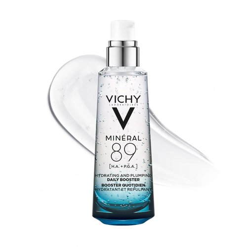 Vichy Mineral 89 Booster, Pure Hyaluronic Acid Serum for Face with Polyglutamic Acid for Skin Barrier Repair, Plumps & Hydrates, Lightweight Hydrating Serum, Oil-Free, Non-Sticky, 2.53 Fl Oz