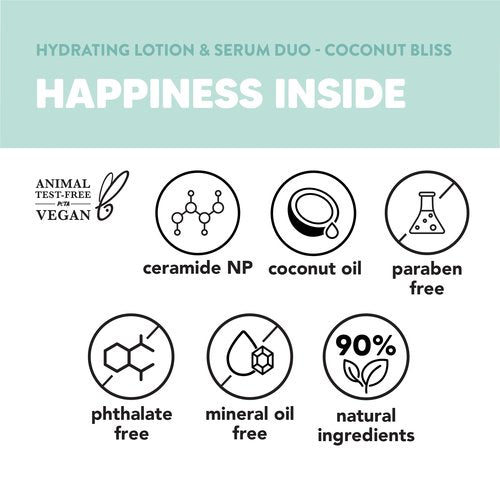 Onyx Professional Hydrating Body Lotion & Serum Duo with Ceramide NP & Coconut Oil, Coconut Bliss, 7 fl oz, 2pk