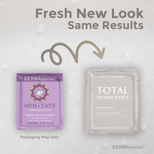 DERMAdoctor Deodorant Wipes - Refreshing Antiperspirant for Hyperhidrosis | 30 Individually Wrapped Wipes