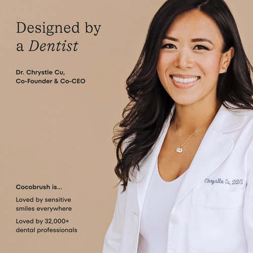 Cocolab Cocobrush, Ultra-Soft Manual Toothbrush, Dentist-Designed, Gentle on Gums, Made from Recycled Plastic, Cherry Blossom