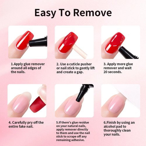 Skiennix Quick Dry Nail Glue Gel - Super Strong, Long Lasting 10g with 10ml Remover for Press-On & Acrylic Nails