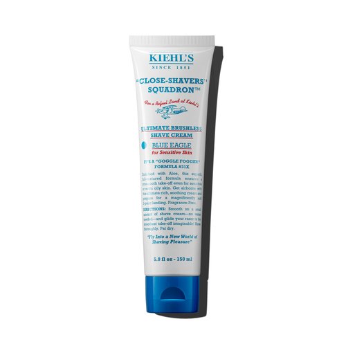 Kiehl's Ultimate Brushless Shave Cream Blue Eagle, Unscented for Sensitive Skin, with Aloe Vera to Soothe & Hydrate, Minimizes Irritation, Fragrance-free, Paraben-free - 5 fl oz