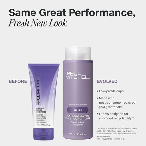 Paul Mitchell Platinum Blonde Violet Conditioner - Banish Brass, Brighten Light to Medium Blonde & Gray Hair