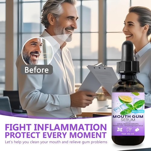 UQWUQW Gum Restore Drops - Gum Repair for Receding Gums Treatment for Stain Removal Dry Mouth, & Bad Breath Treatment, Instant Fresh Breath, Mint, 60ml