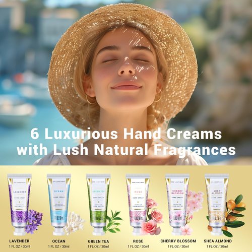 spa luxetique Hand Cream Gift Set for Women, Mini Moisturizing Scented Hand Lotion for Dry Hands Cream Travel Size, Mothers Day Gifts for Mom, Nurse Week Birthday Gifts for Women| 6 x 1.0 oz/30ml