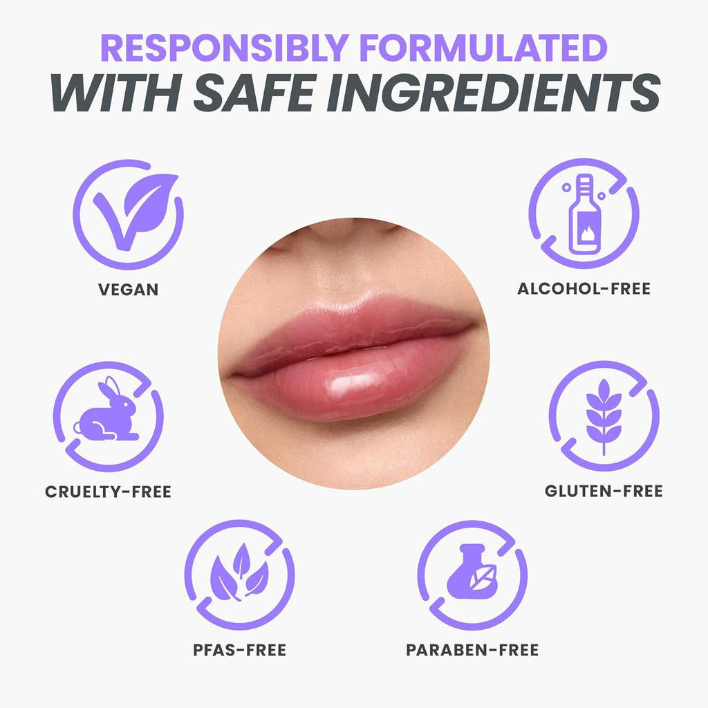 Wonderskin Lip Oil Rehab Serum - Hydrating Tinted Lip Oil for Dry Lips | Non-Sticky Deep Red Tint (Honey)