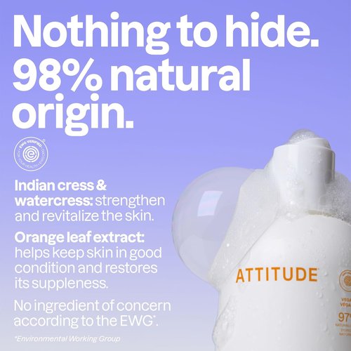 ATTITUDE Bubble Bath - EWG Verified, Vegan & Dermatologically Tested | Orange Blossom & Eucalyptus, 16 Fl Oz