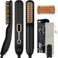 VOVO Beard Straightener Comb Upgrade Professional 2 in 1 Men's Beard Straightening Heated Hair Straightening Brush Portable Anti-Burn 6 Temperature Adjustable with LED Display for Home and Travel