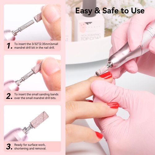 Makartt Nail Drill Bits Sanding Bands for Nail Drill, 100Pcs 4 Color Coarse Fine 80/120/180/240 Grit File Sand with 3.1mm Mini Mandrel Nail Bit Set for Acrylic Nails Gel Manicures and Pedicure