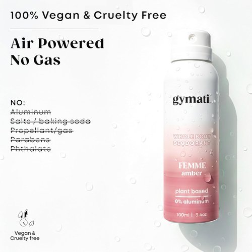 Gymati Natural Deodorant Body Spray - Aluminum-Free, Plant-Based Aloe & Zinc Formula, Long-Lasting Women's Scent
