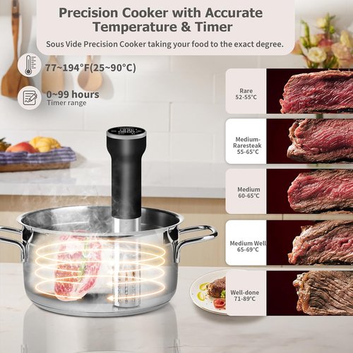 Skiennix Sous Vide Cooker - WiFi Immersion Cooking with Deep Fryer Basket | Precision Cooking