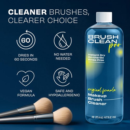 Original Makeup Brush Cleaner - Quick-Drying Rinse-Free Formula for Professional Brush Care - 16 oz