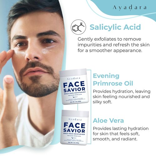 Ayadara Acne Facial Moisturizer, 2 fl oz, Advanced Oil Control Face Moisturizer for Oily Skin, Hydrating Acne Cream & Anti Acne Moisturizer for Face, Powerful Skin Care Regimen for Men & Women