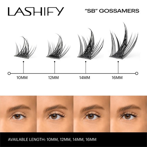 Lashify Star Burst 12mm Gossamer DIY Eyelash Extensions Refill, The Ultimate Multi-Length Multi Layered Lash, Black, Easy False Lashes